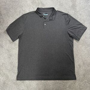 PGA Tour Golf Polo Shirt Mens XL‎ Black Plaid Short Sleeve Polyester Lightweight
